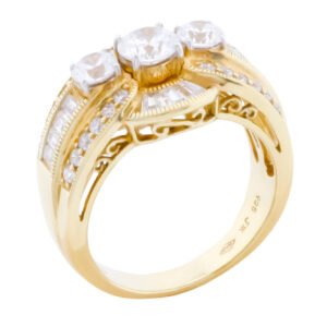 emaango Three Stone Gold Plated ring