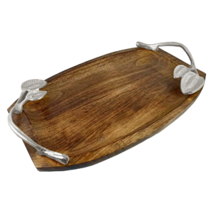 emaango Wooden Tray with Silver Leaf
