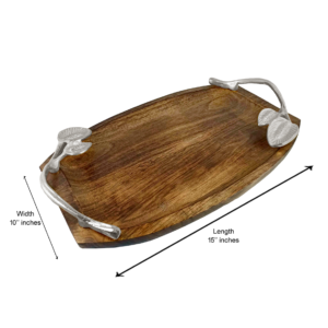 emaango Wooden Tray with Silver Leaf