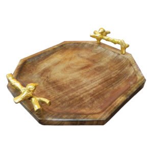 emaango Octagon Wooden Tray with Tree Branch
